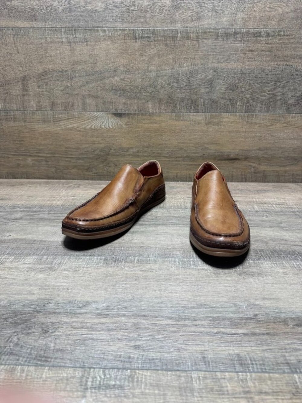 Men's Tan Leather Slip-On Loafers